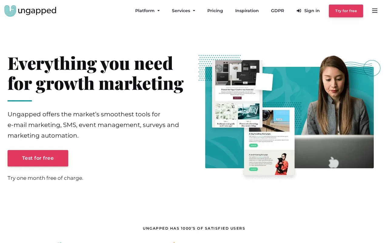 Screenshot of the Ungapped homepage