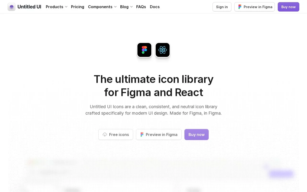 Screenshot of the Untitled UI Icons homepage