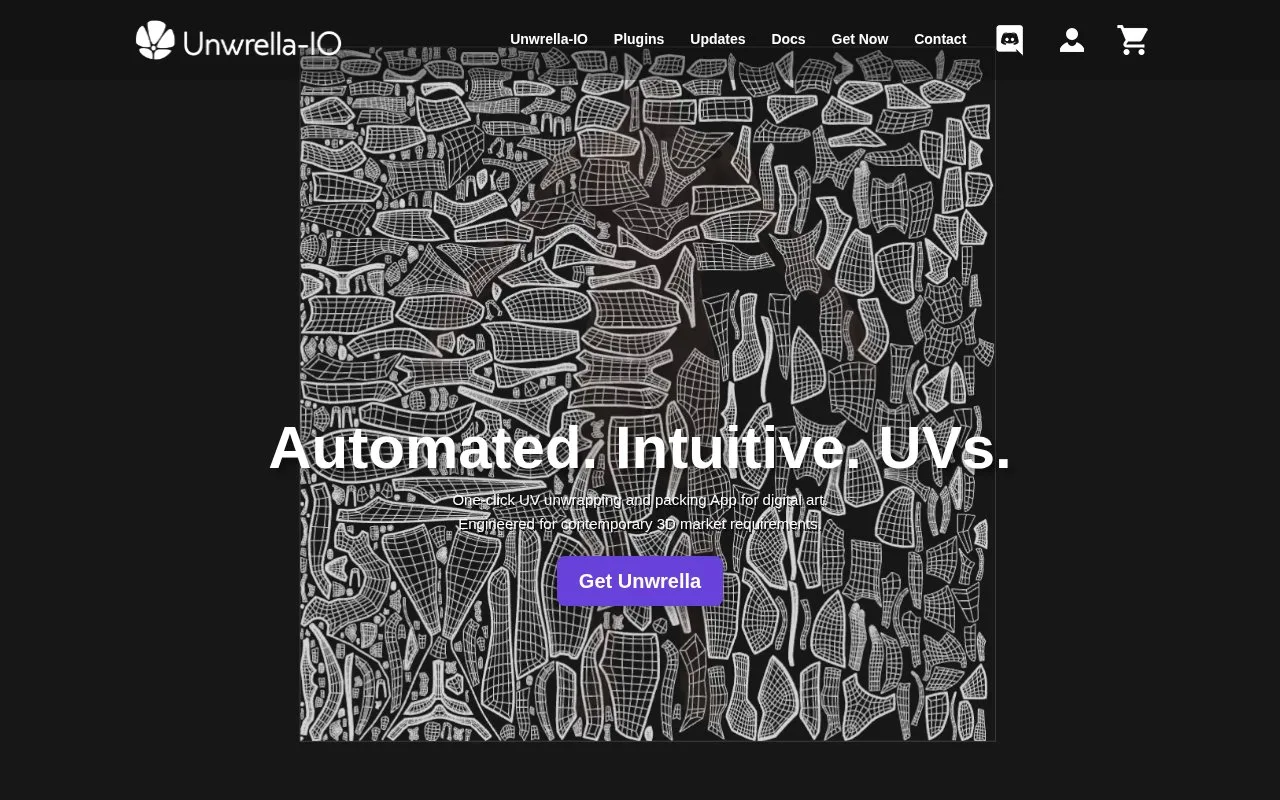 Screenshot of the Unwrella homepage