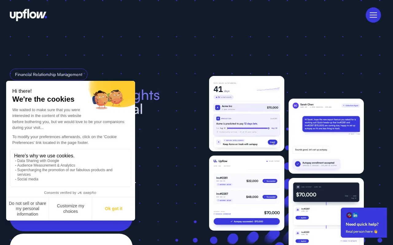 Screenshot of the Upflow homepage