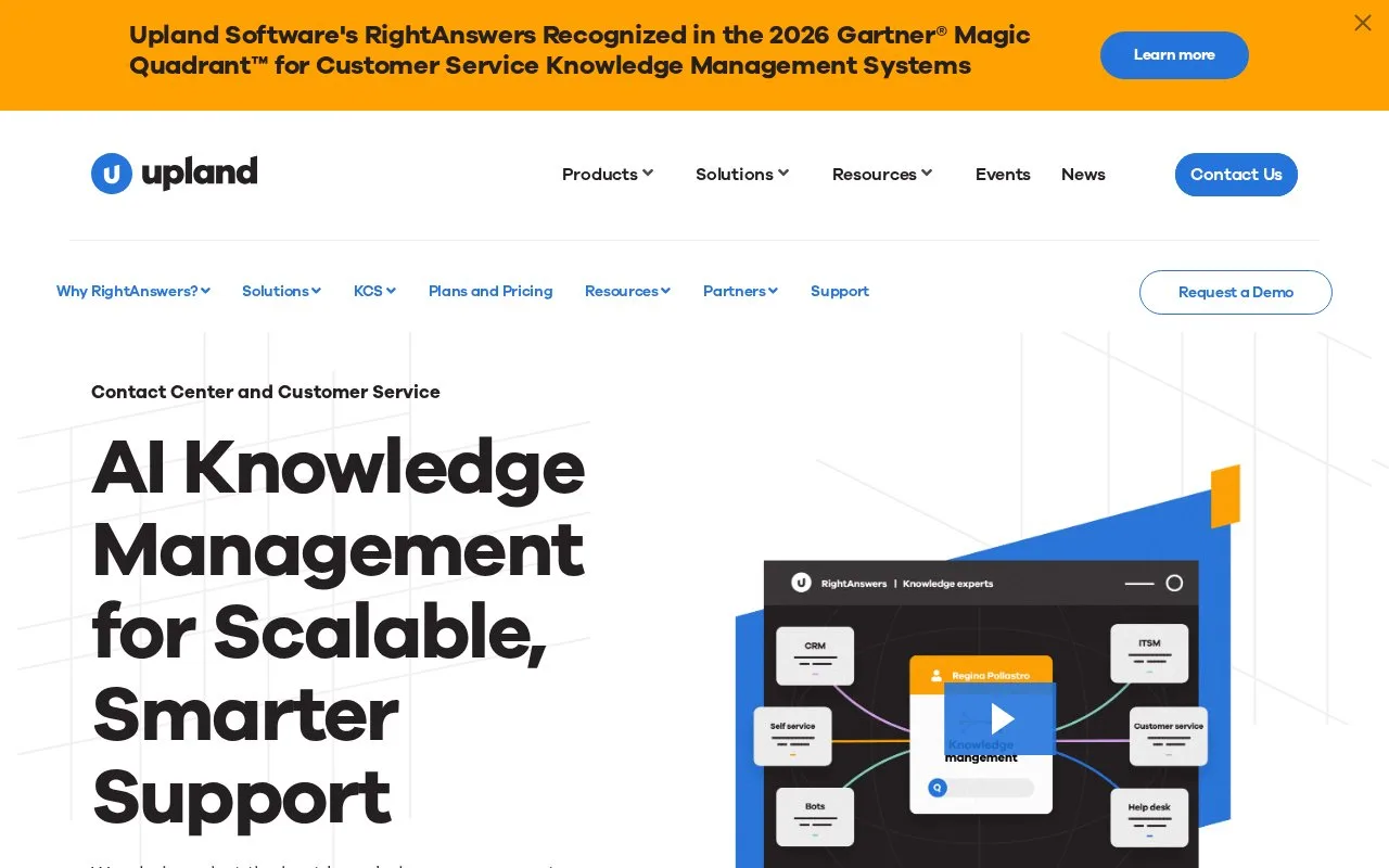 Screenshot of the RightAnswers homepage