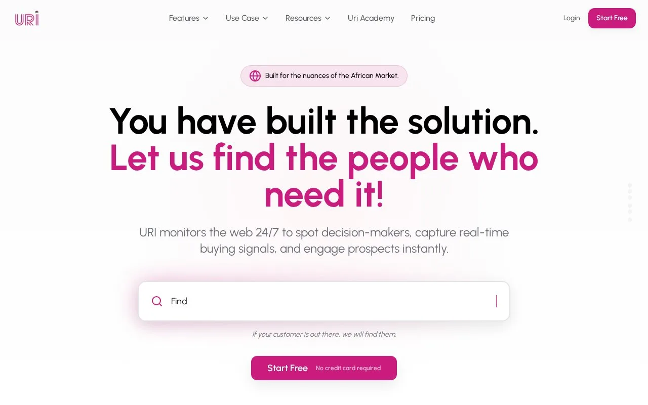 Screenshot of the Uricreative homepage