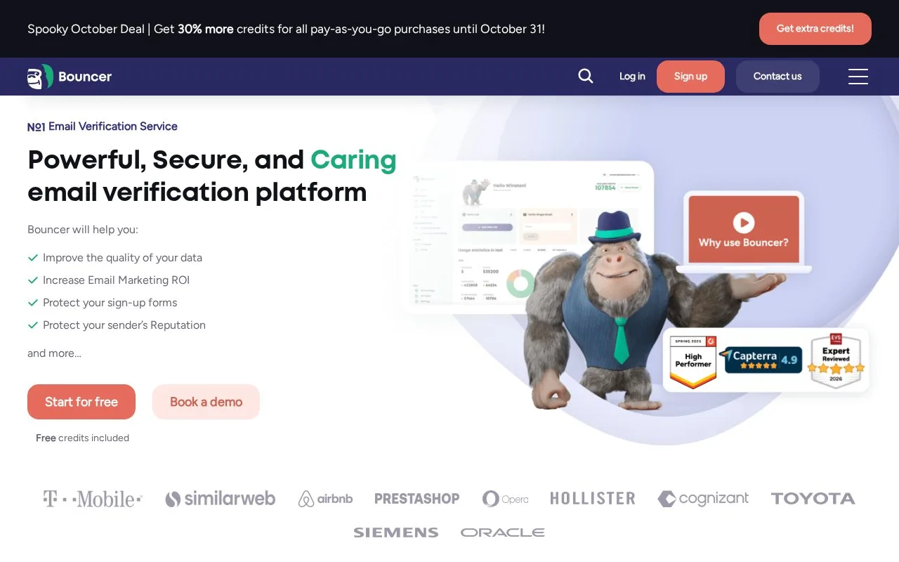 Screenshot of the Bouncer homepage