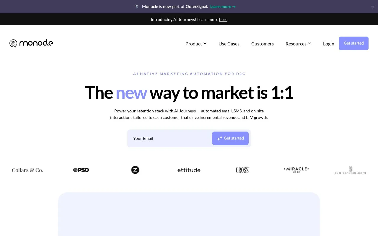 Screenshot of the Monocle homepage
