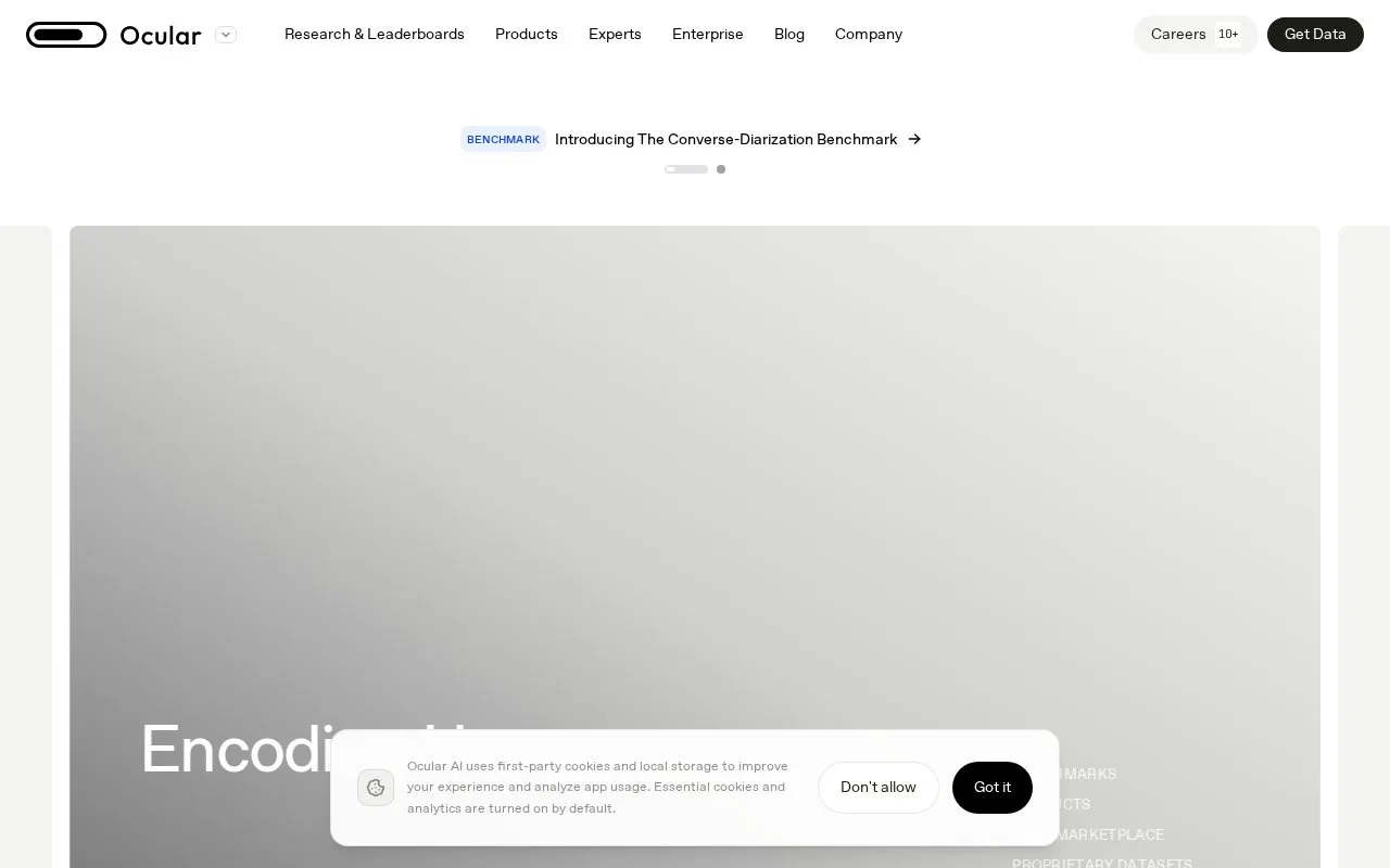 Screenshot of the Ocular AI homepage