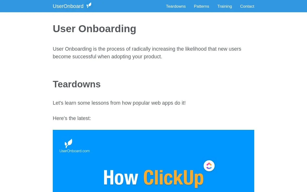 Screenshot of the UserOnboard homepage
