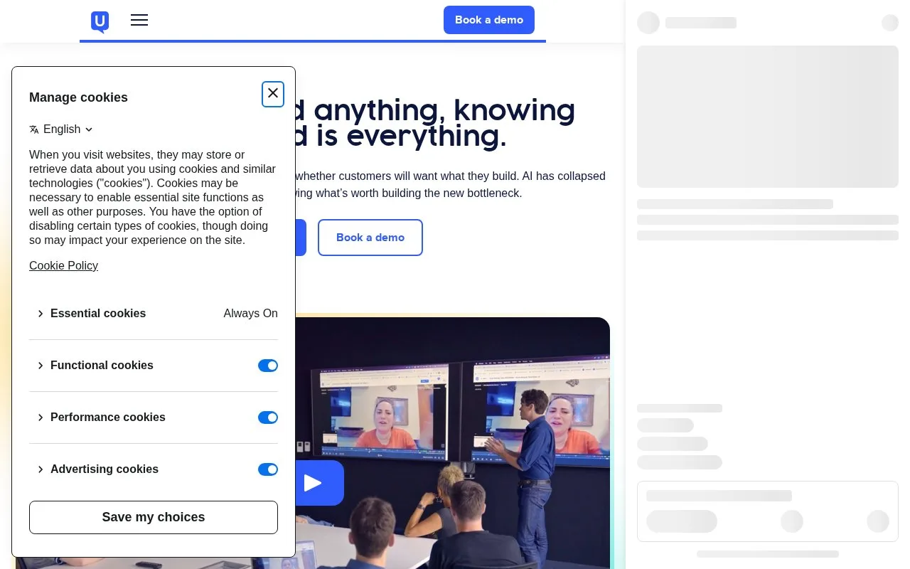 Screenshot of the UserTesting homepage