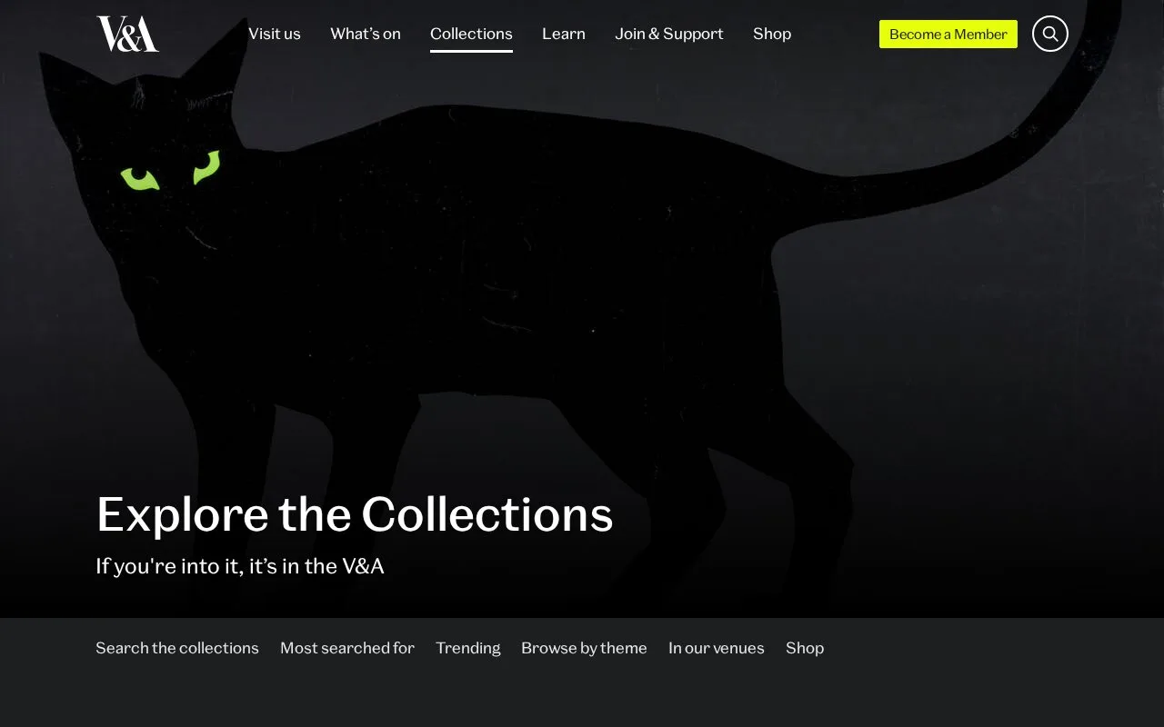 Screenshot of the V&A Collection Images homepage