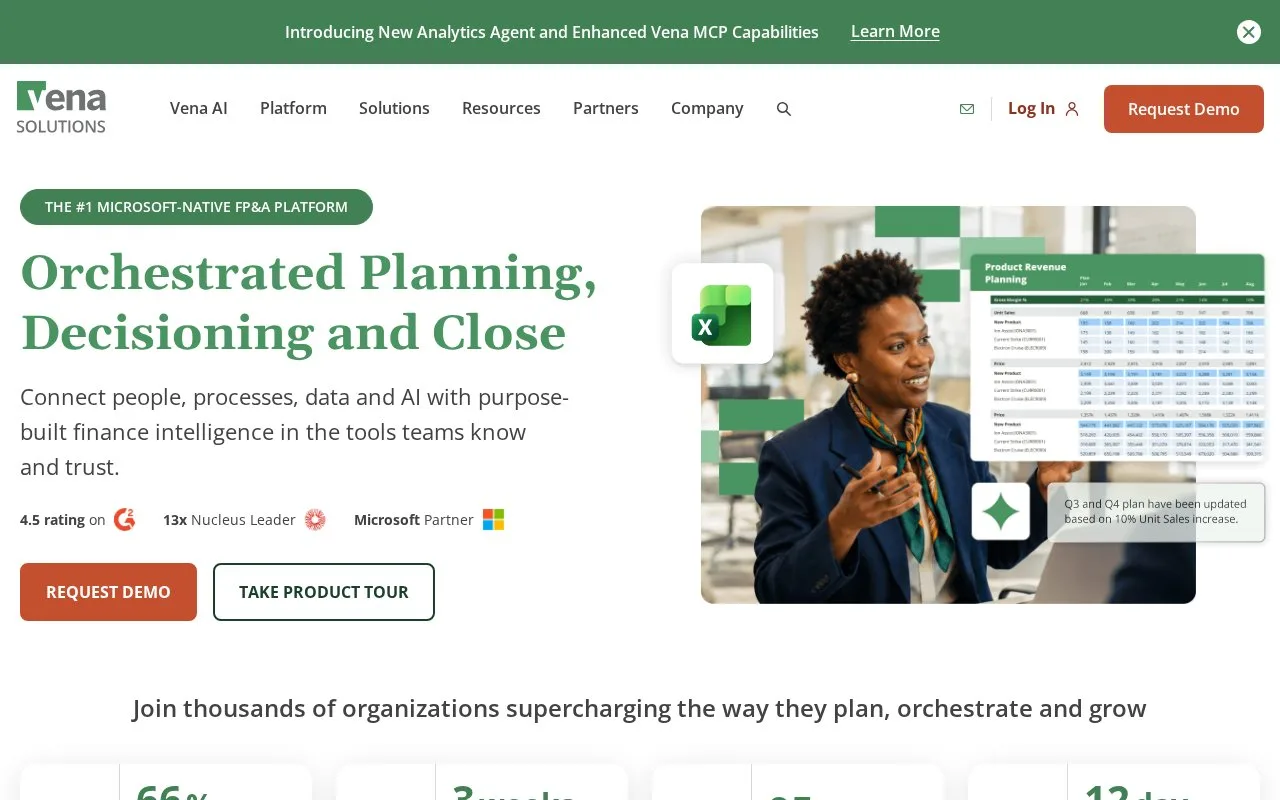 Screenshot of the Vena homepage