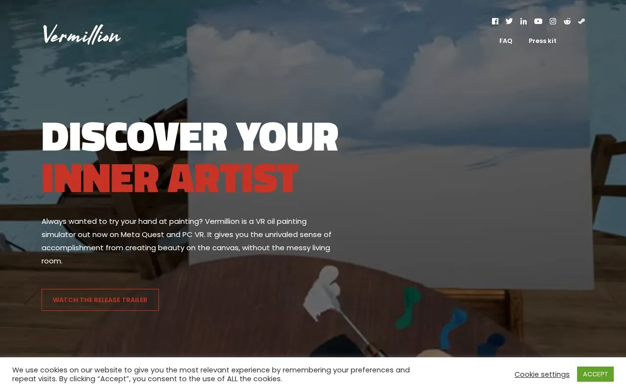 Screenshot of the Vermillion homepage