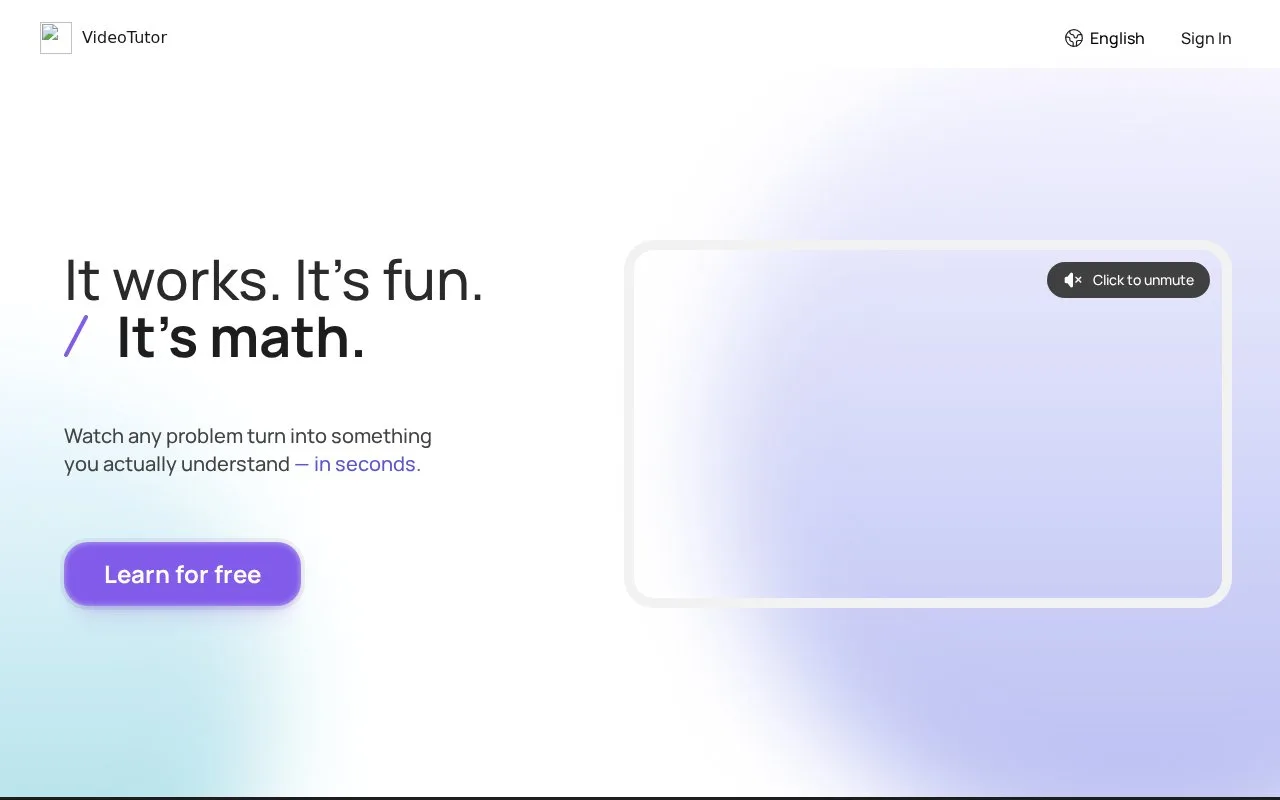 Screenshot of the VideoTutor homepage