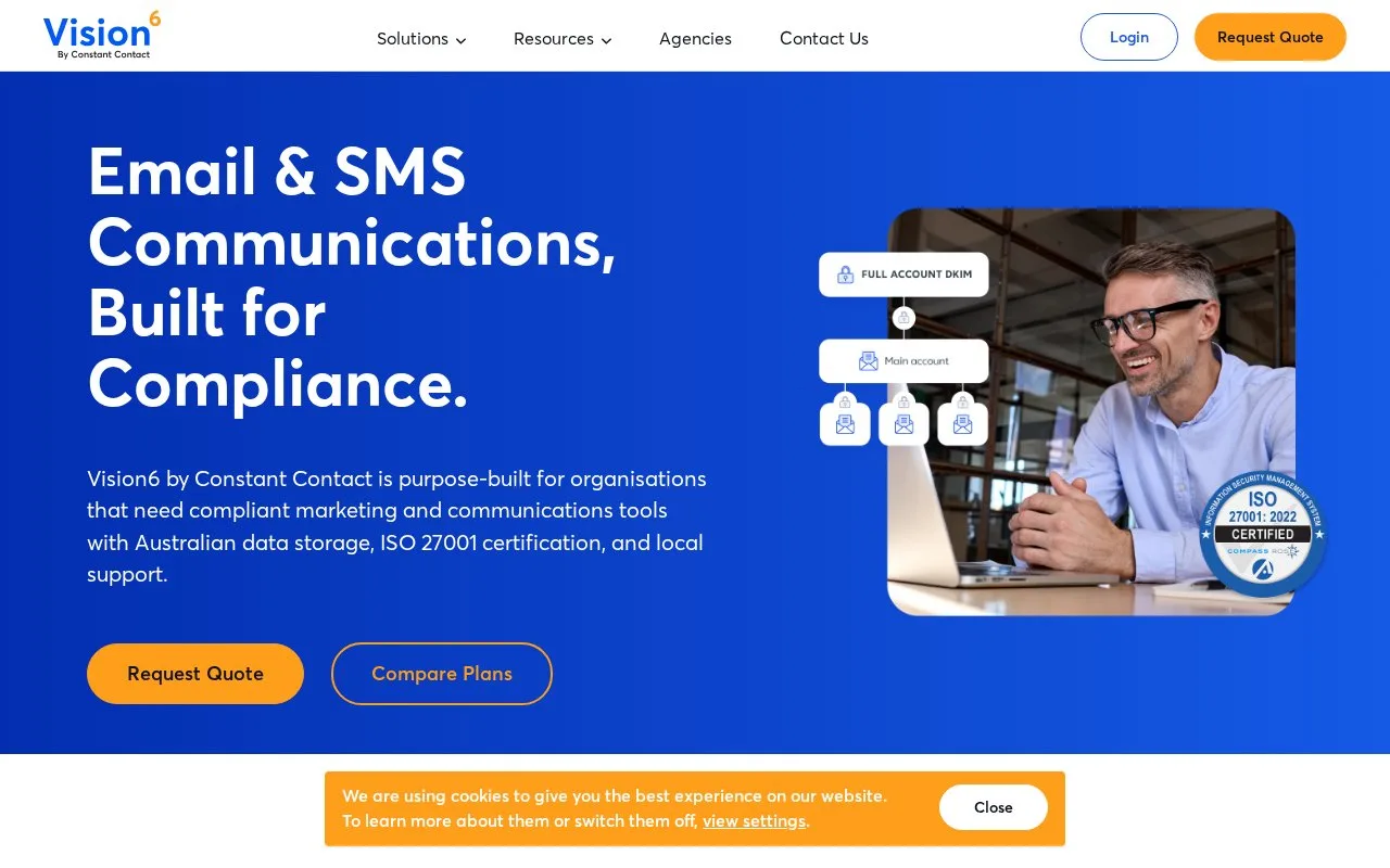Screenshot of the Vision6 homepage