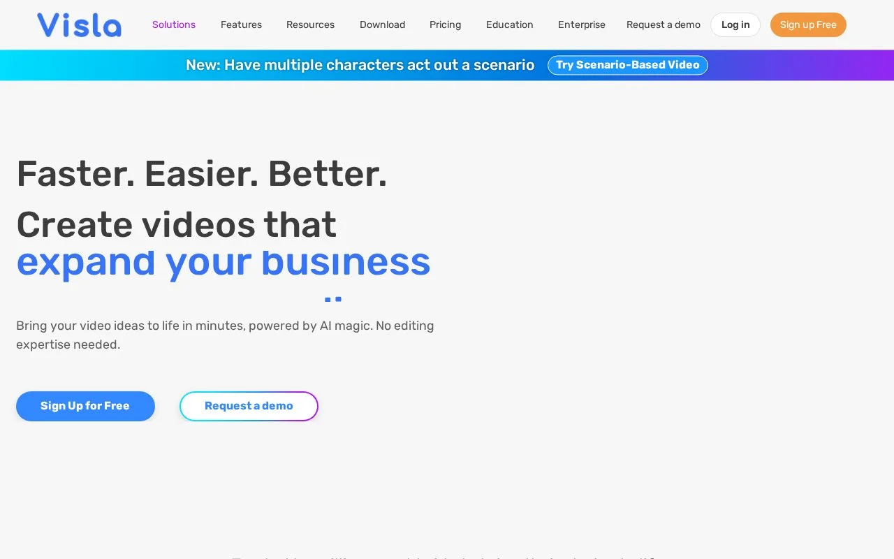 Screenshot of the Visla homepage