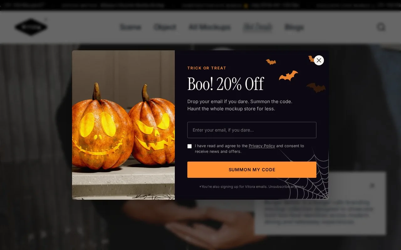 Screenshot of the Vitora Mockup homepage