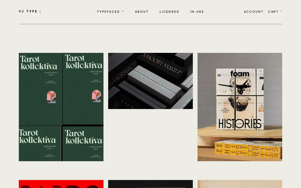 Screenshot of the VJ Type homepage