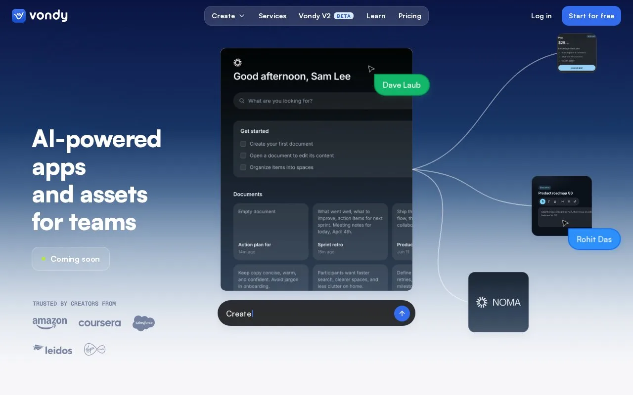 Screenshot of the Vondy homepage