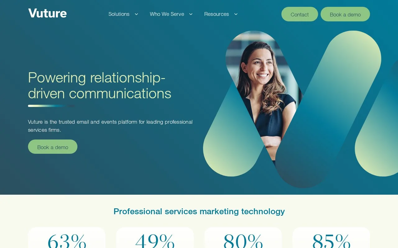 Screenshot of the Vuture homepage