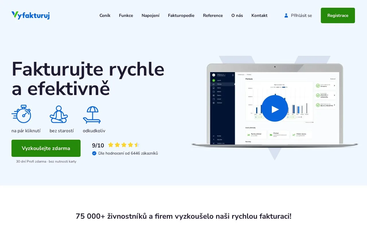 Screenshot of the Vyfakturuj.cz homepage