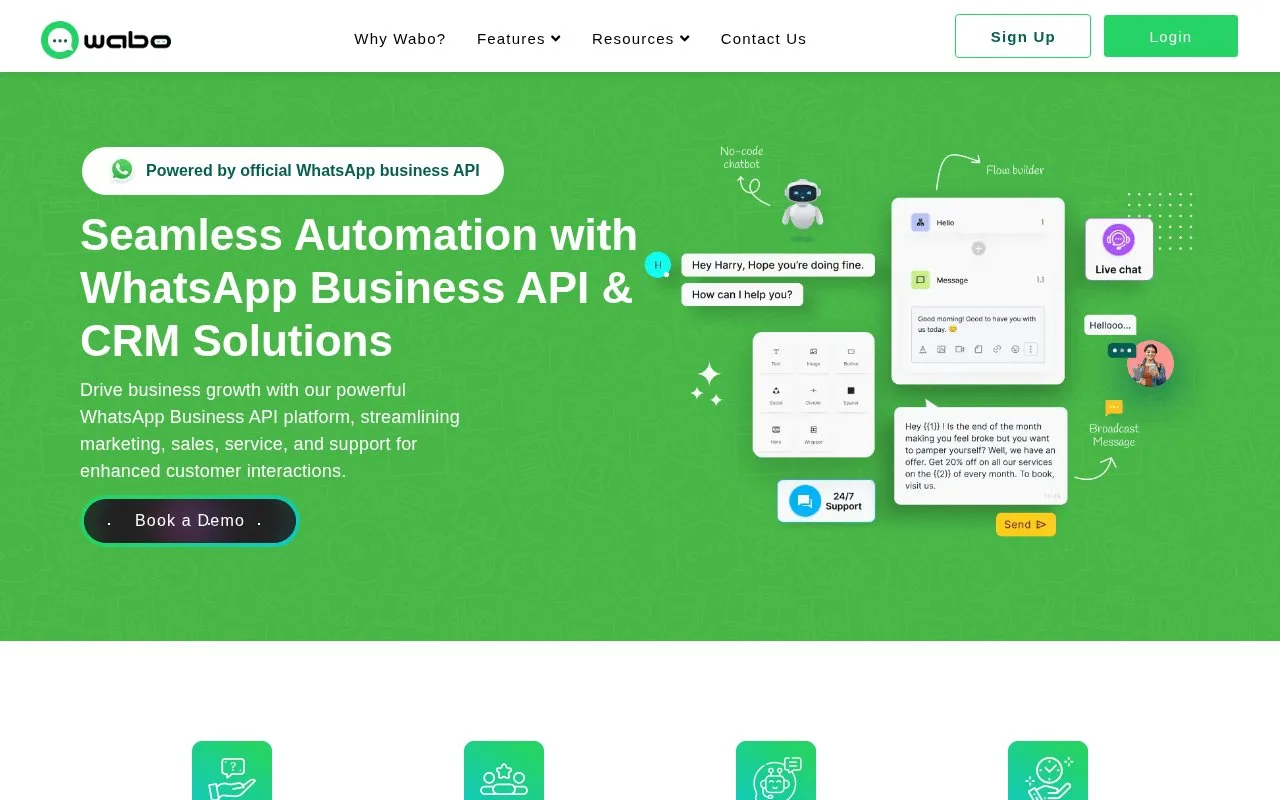 Screenshot of the Wabo.ai homepage