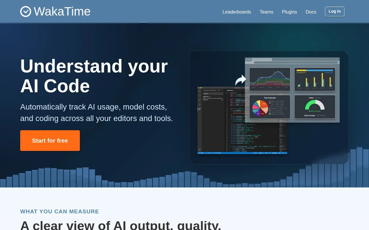 Screenshot of the WakaTime homepage