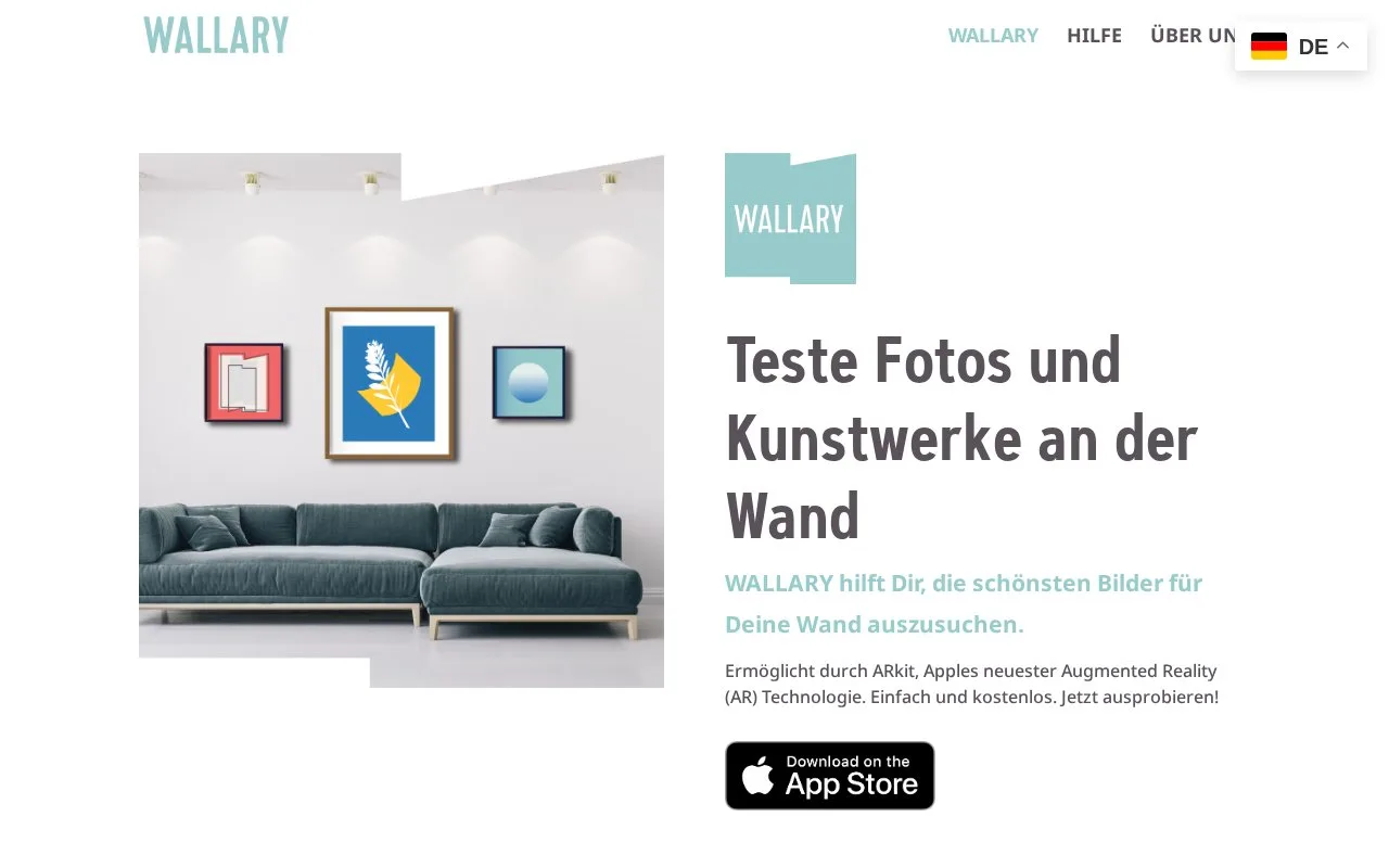 Screenshot of the WALLARY homepage