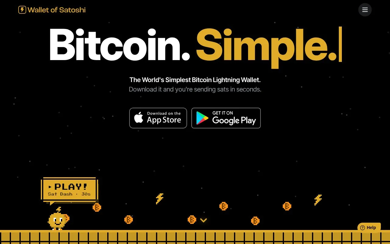 Screenshot of the Wallet of Satoshi homepage