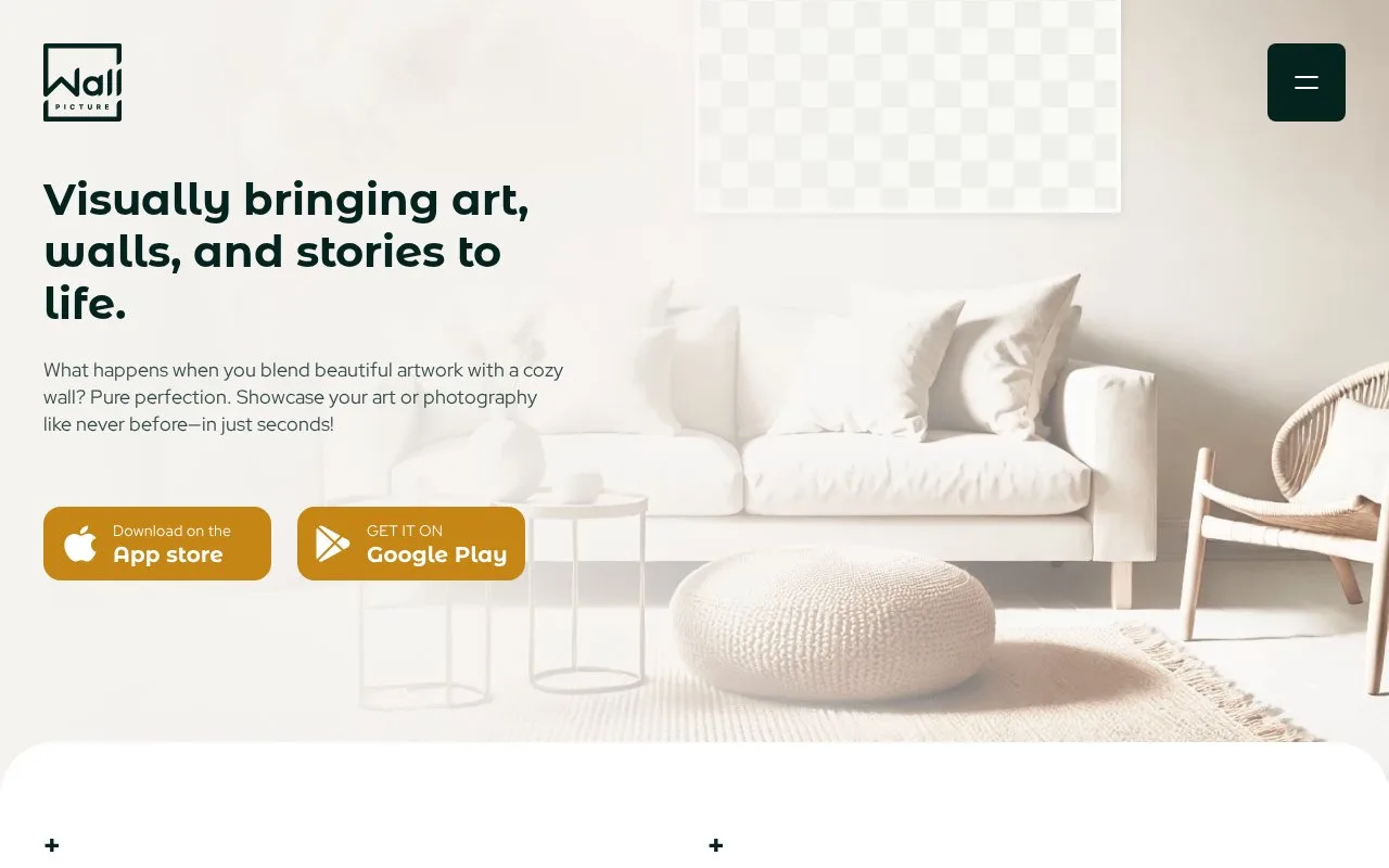 Screenshot of the WallPictureApp homepage