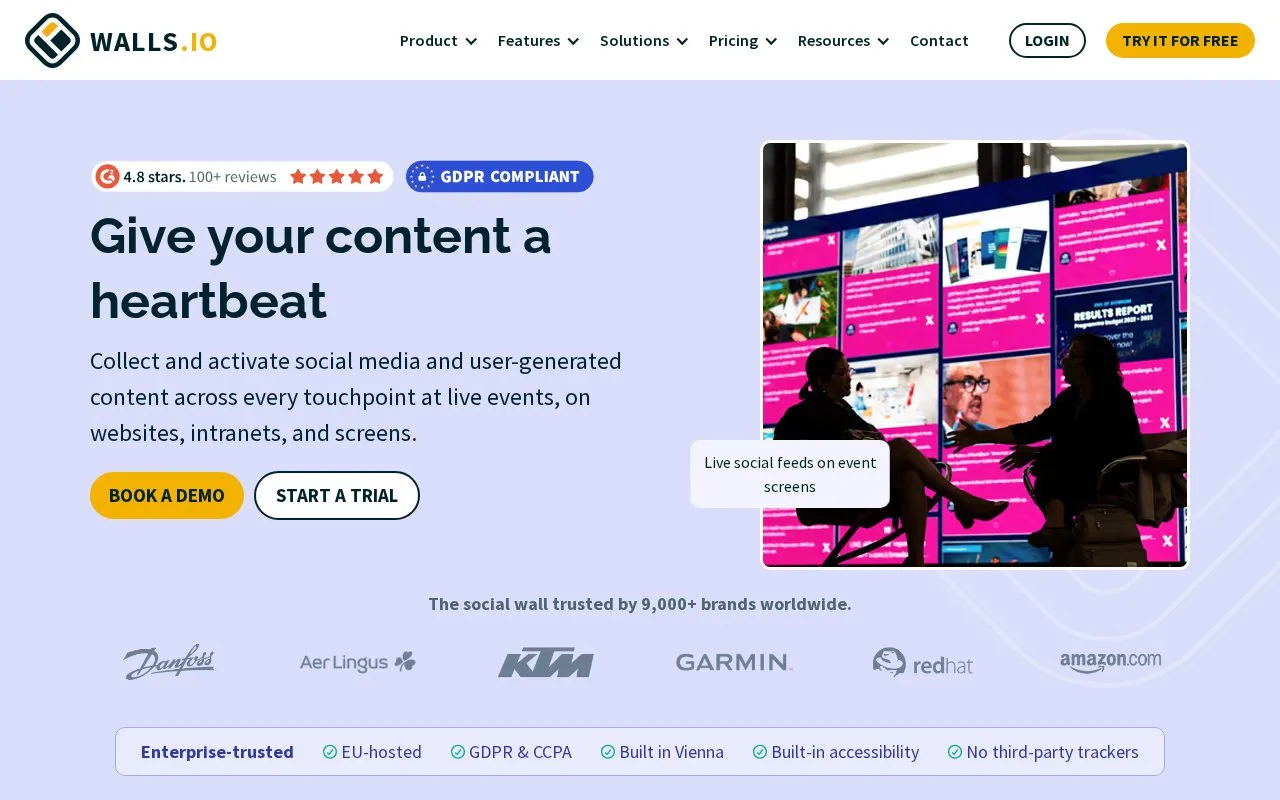 Screenshot of the Walls.io homepage