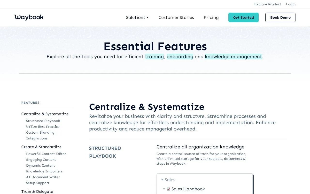 Screenshot of the Waybook homepage