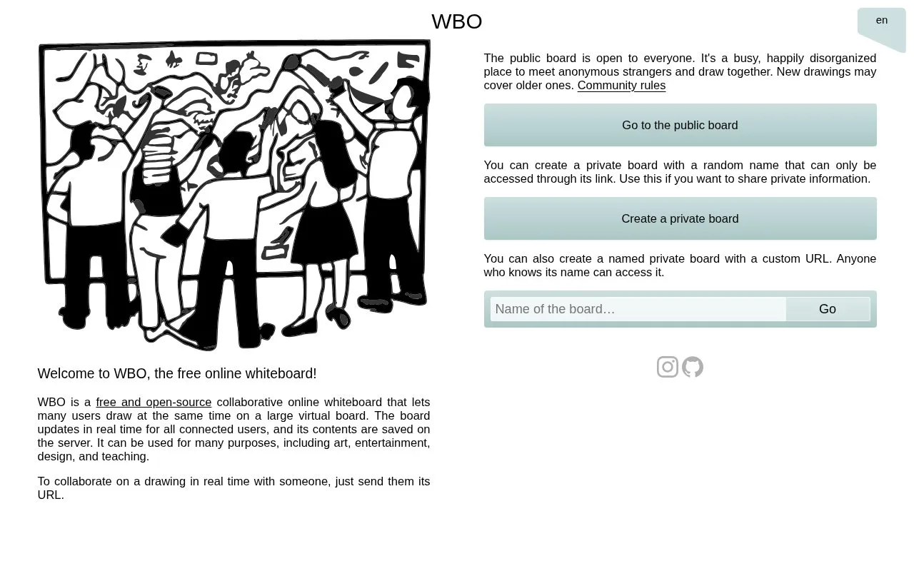 Screenshot of the WBO homepage