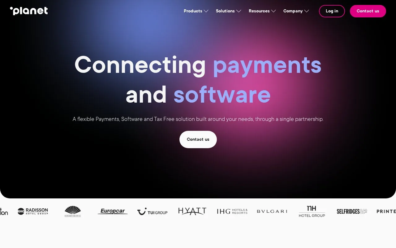 Screenshot of the Planet homepage