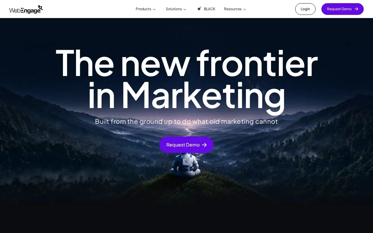 Screenshot of the WebEngage homepage