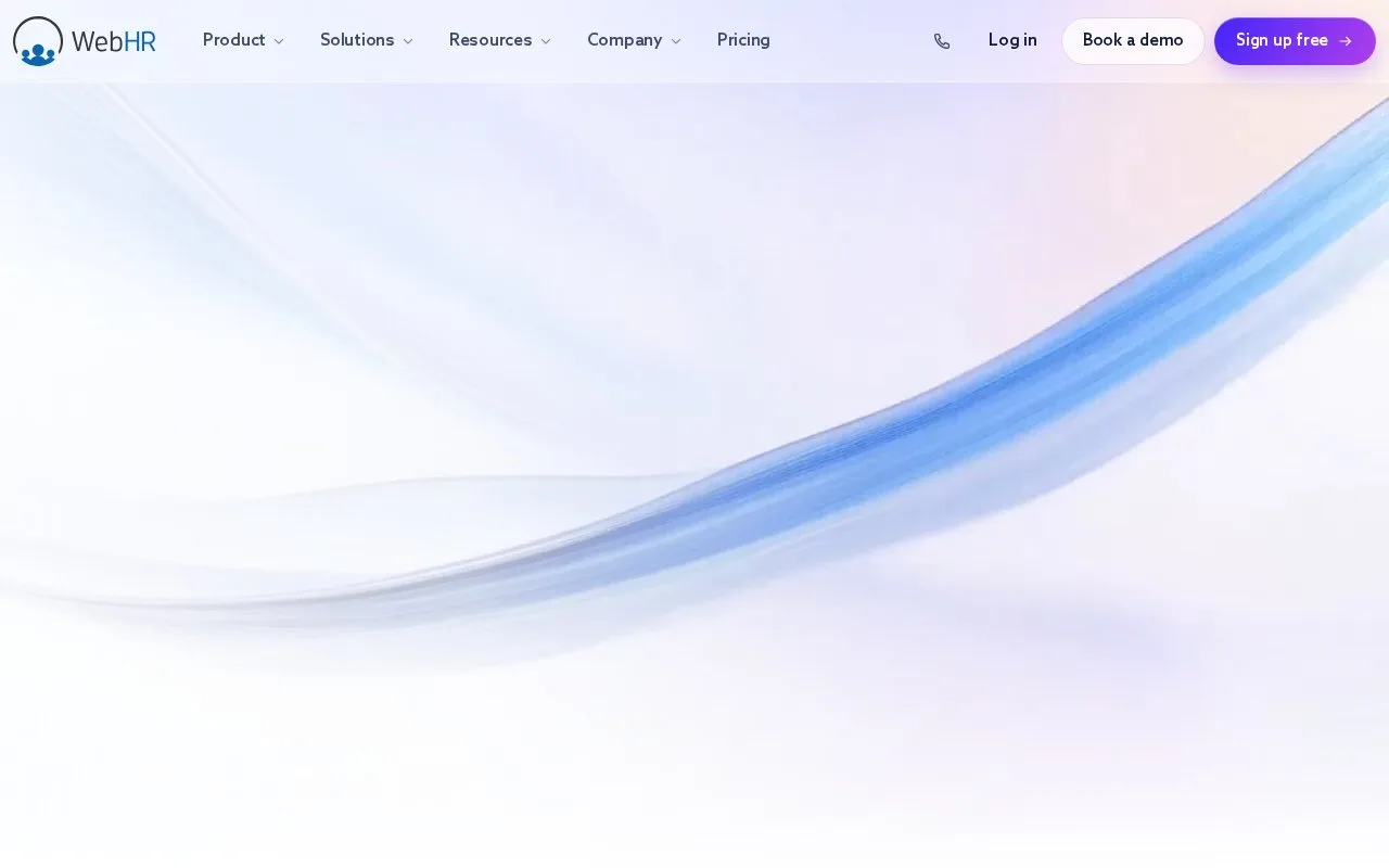 Screenshot of the WebHR homepage