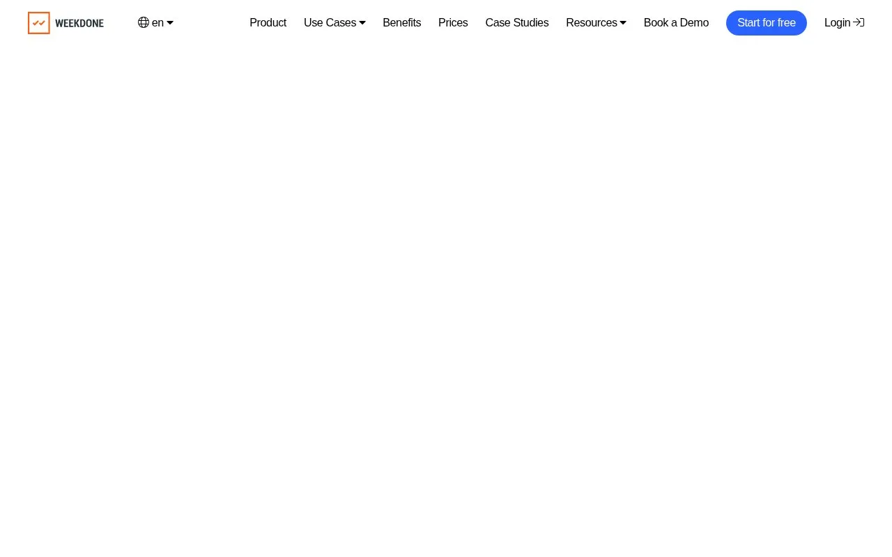 Screenshot of the Weekdone homepage