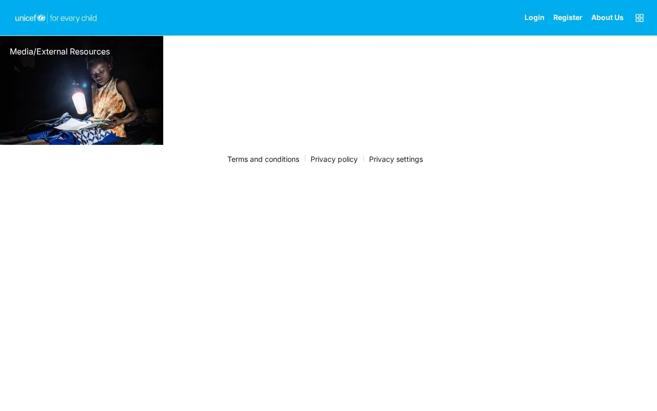 Screenshot of the UNICEF WeShare homepage