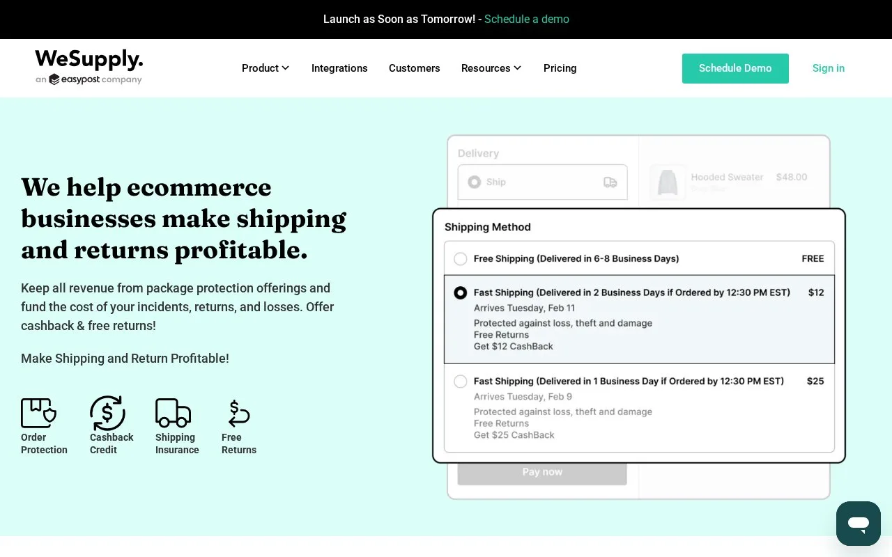 Screenshot of the WeSupply homepage