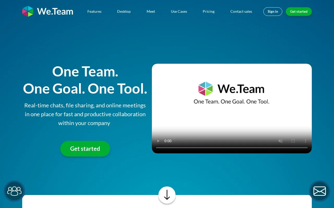 Screenshot of the We.Team homepage