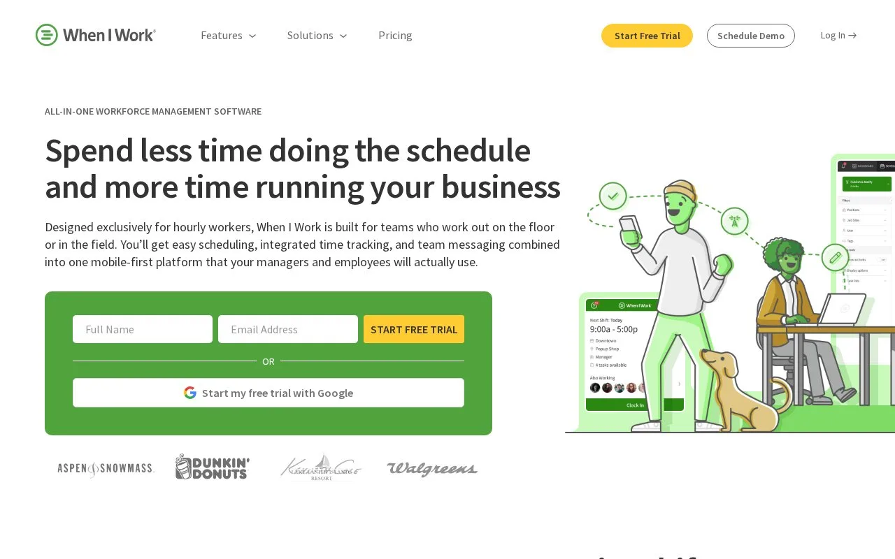 Screenshot of the When I Work homepage