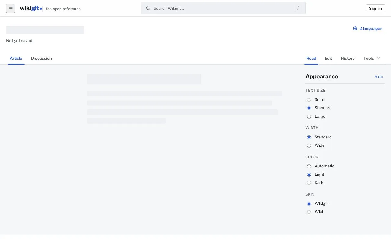Screenshot of the Wikigit homepage
