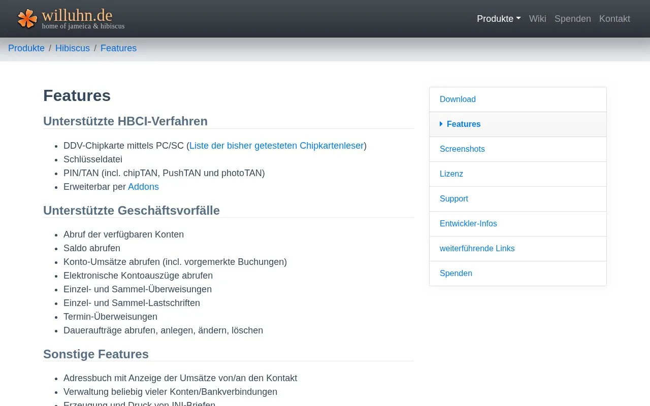 Screenshot of the Hibiscus homepage