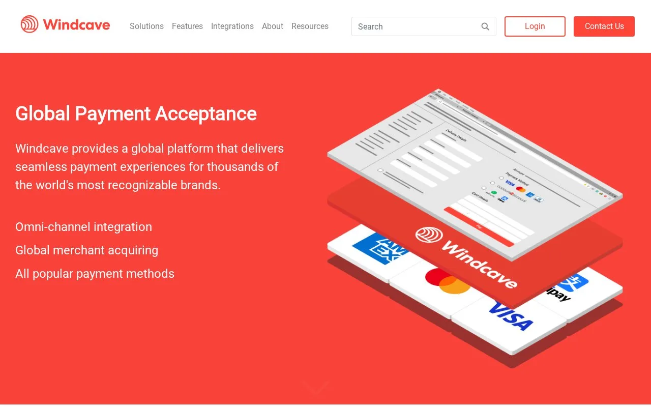 Screenshot of the Windcave homepage