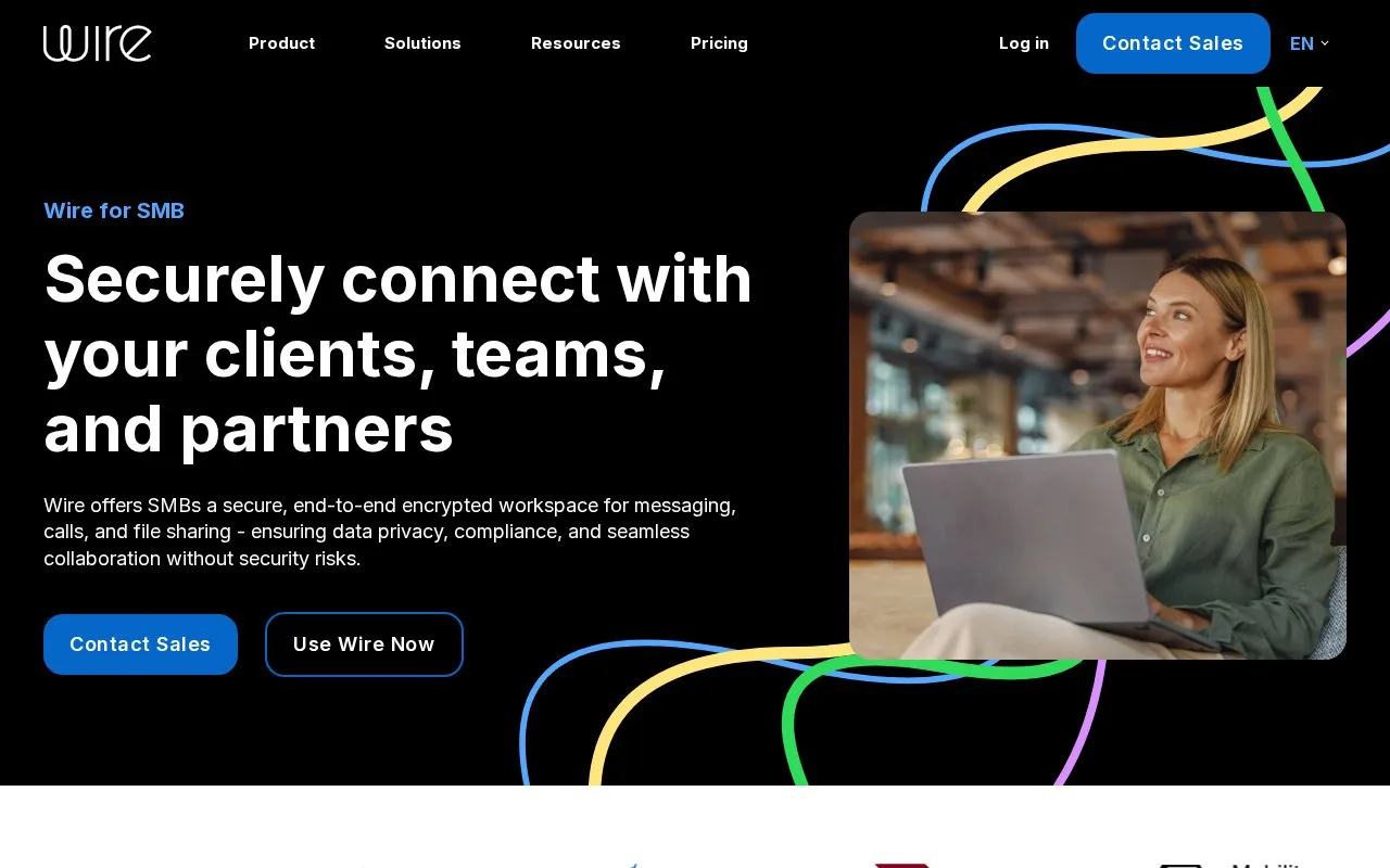 Screenshot of the Wire homepage