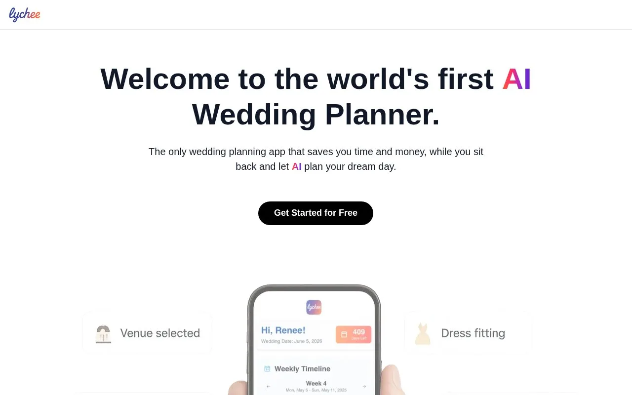 Screenshot of the Lychee homepage