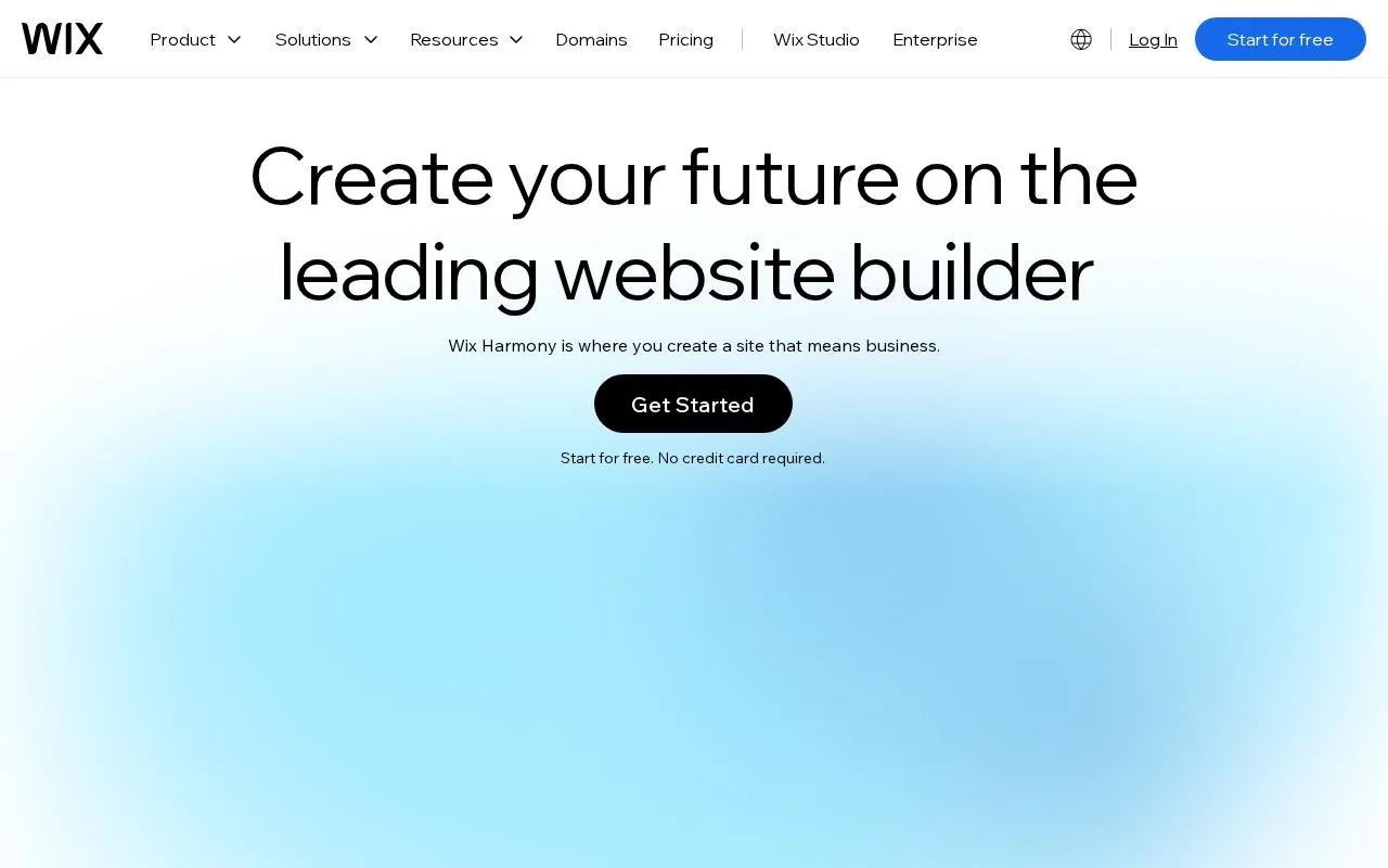 Screenshot of the Wix homepage