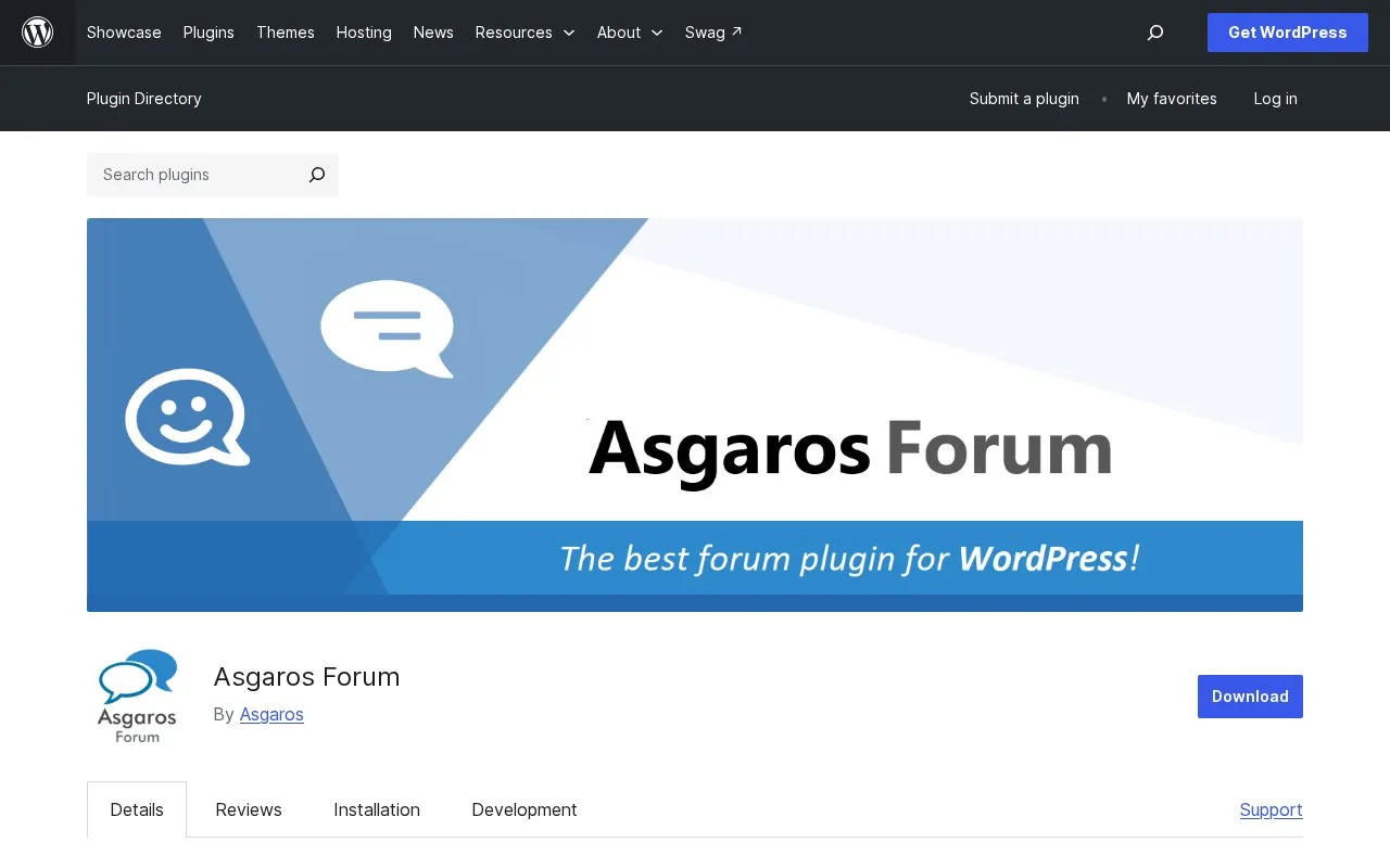Screenshot of the Asgaros Forum homepage