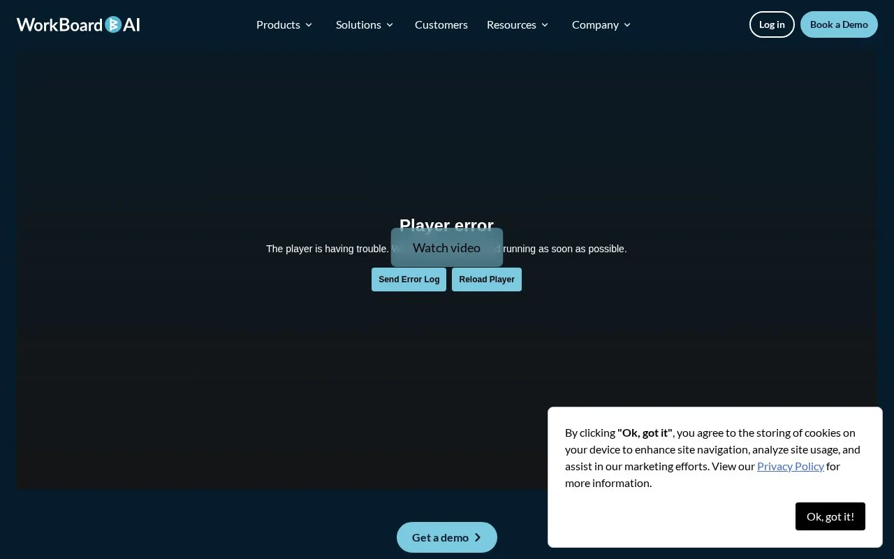 Screenshot of the WorkBoardAI homepage
