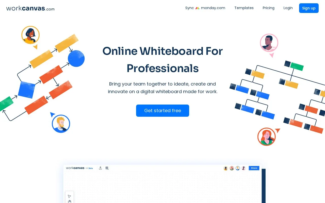Screenshot of the Workcanvas homepage