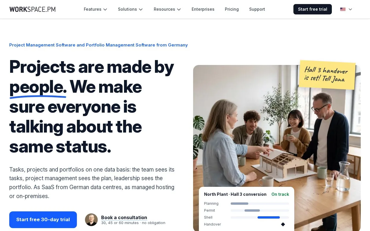 Screenshot of the WORKSPACE.PM homepage