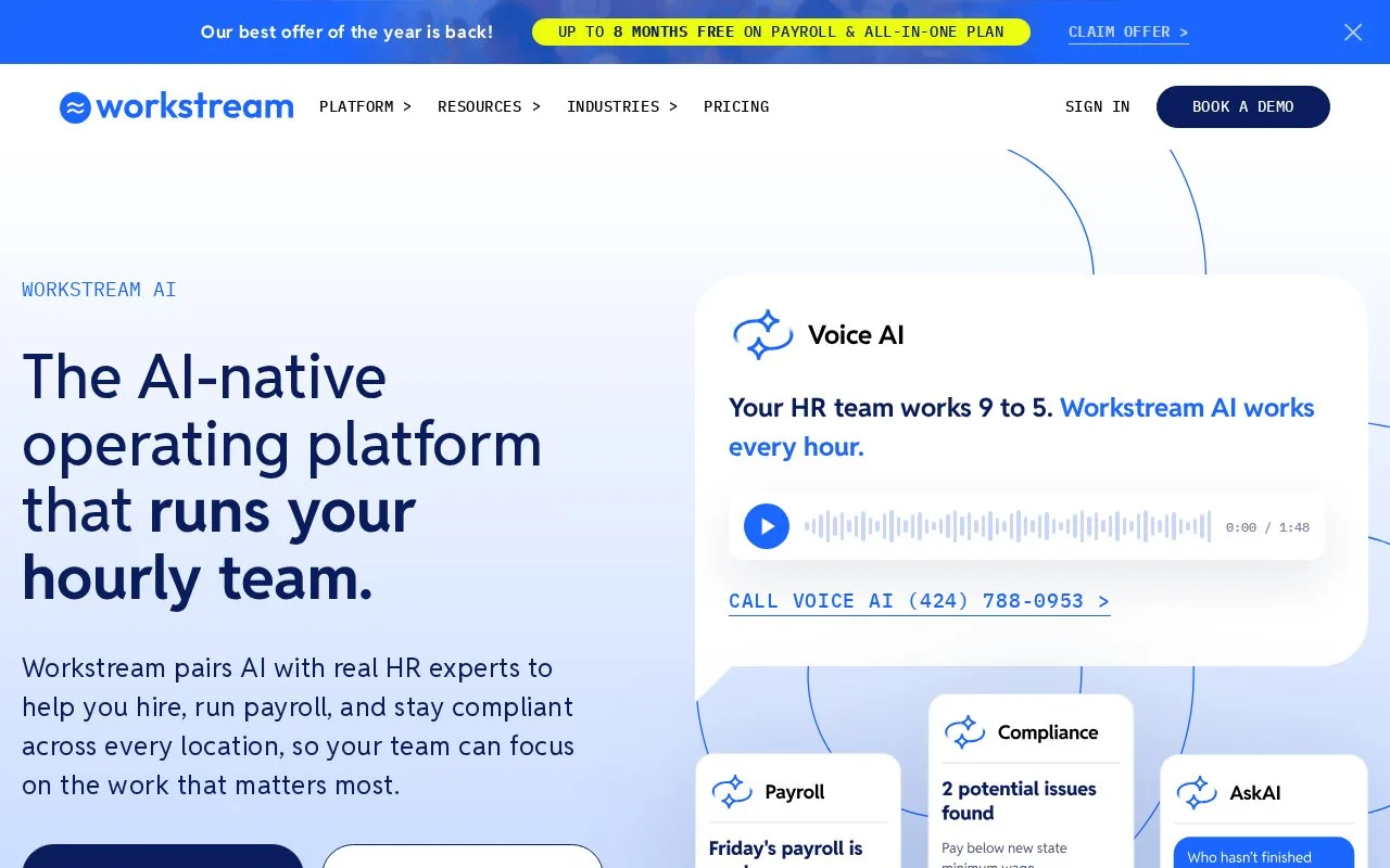 Screenshot of the Workstream homepage