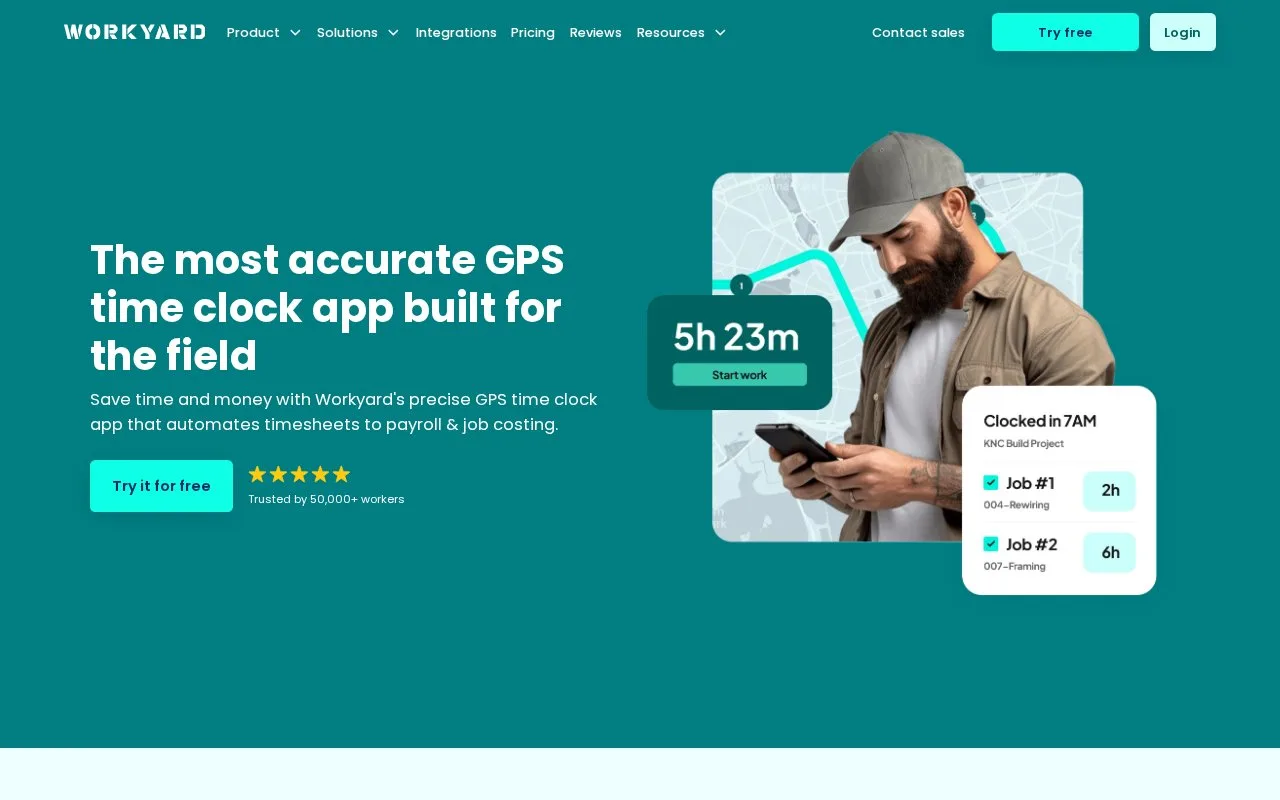 Screenshot of the Workyard homepage